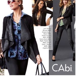 CAbi Owens waterfall faux leather look jacket -L